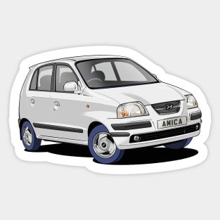 Hyundai Amica small car in white Sticker